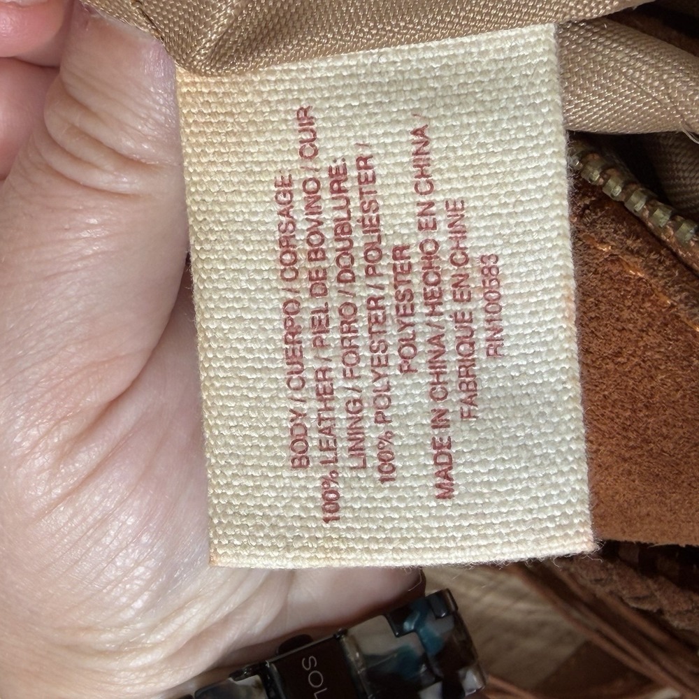 Lucky Brand Womens Brown Suede Leather Hobo Bag Tassel Purse Vintage Y2k Boho - Picture 14 of 16